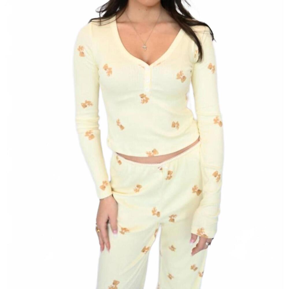 NEW THE HAPPY CAMP3R camp3y dreams emma lounge henley top in yellow